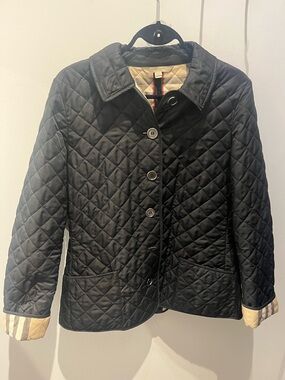 Burberry Black Quilted Button-Up Puffer Jacket
